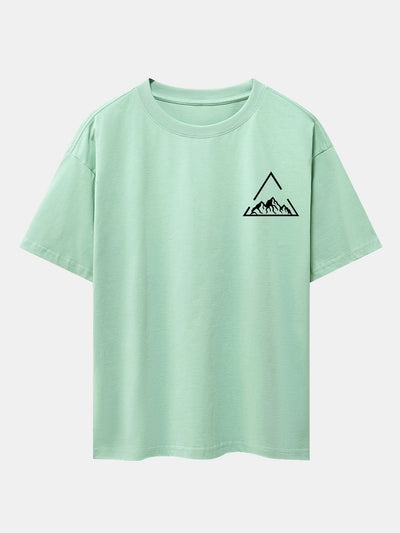 Triangle Mountain Print Drop Shoulder Oversize T-Shirt