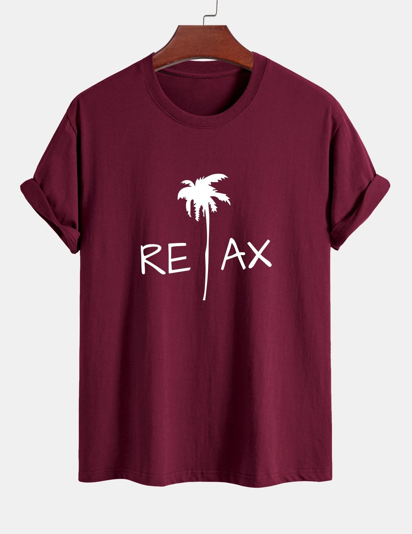 Regular Fit Relax Palm Tree Print Cotton T-Shirt