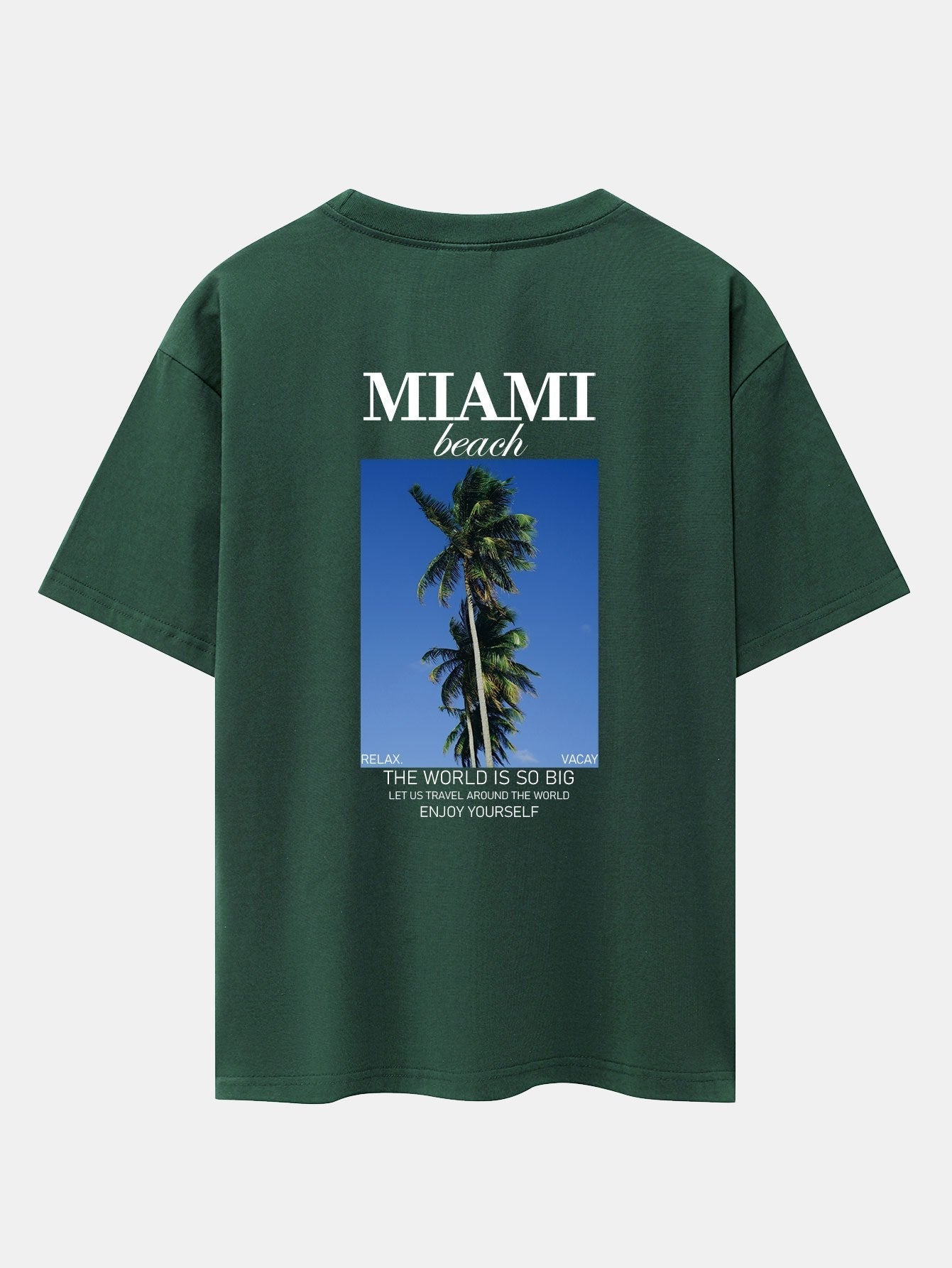 Miami Palm Tree Back Print Drop Shoulder Oversize T-Shirt