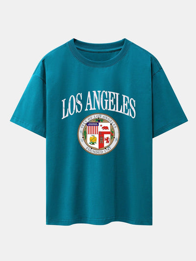 Los Angeles Coat Of Arms Print Drop Shoulder Oversize T-Shirt