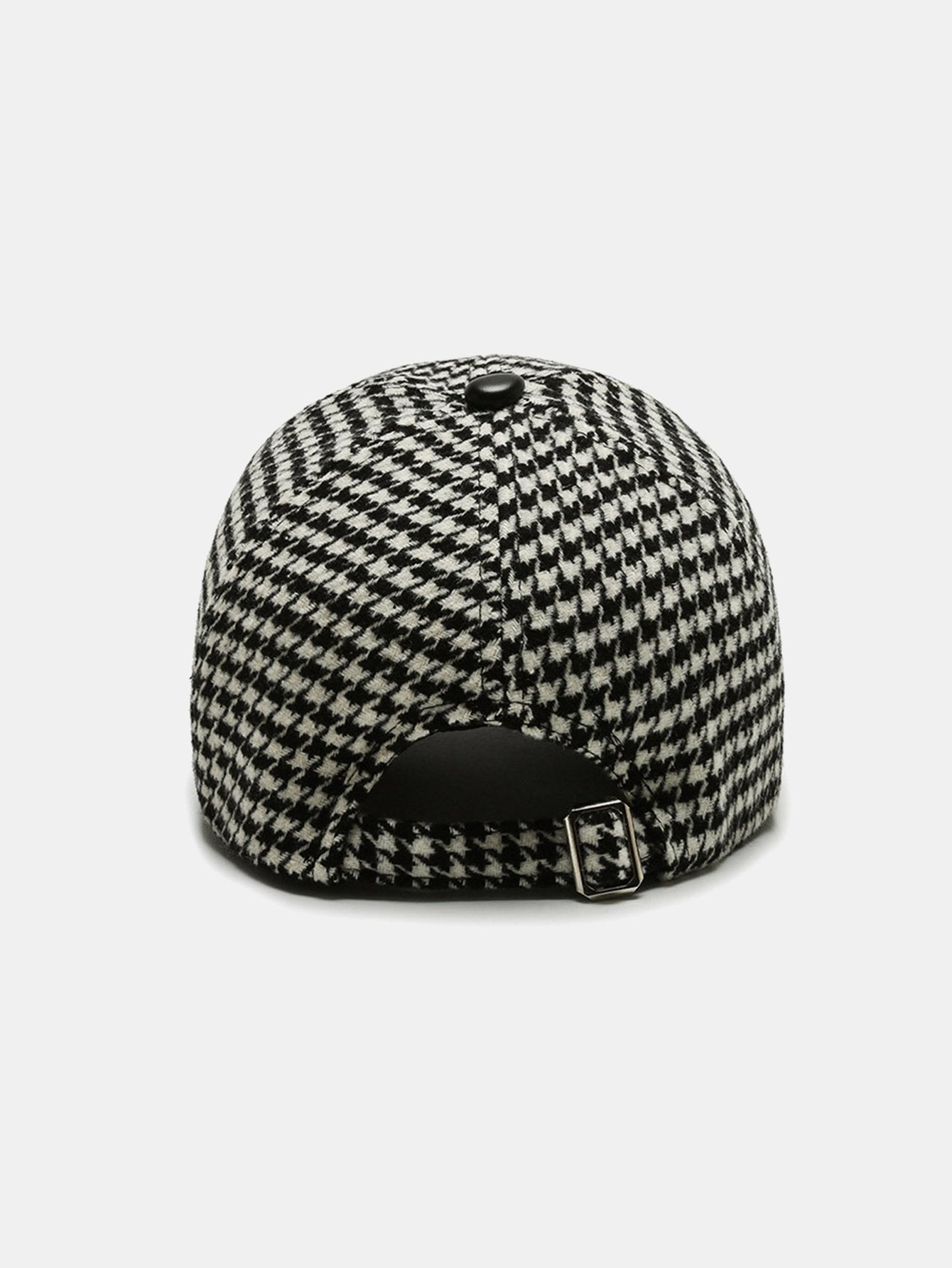 Vintage Houndstooth M Letter Woolen Fabric Baseball Cap
