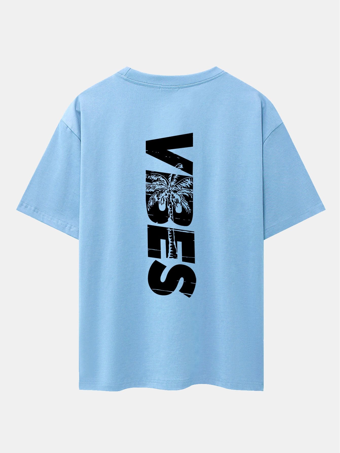 Palm Tree Vibes Slogan Back Print Drop Shoulder Oversize T-Shirt