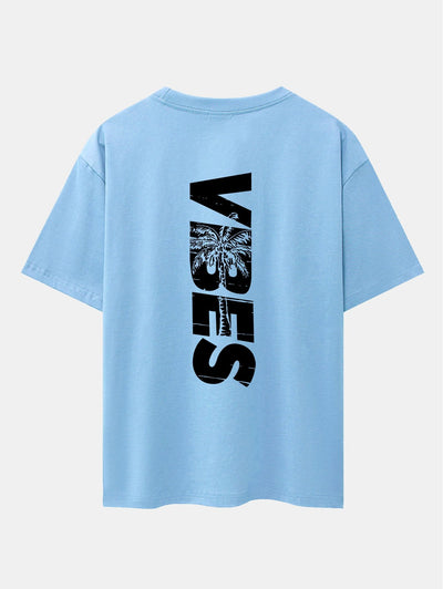 Palm Tree Vibes Slogan Back Print Drop Shoulder Oversize T-Shirt