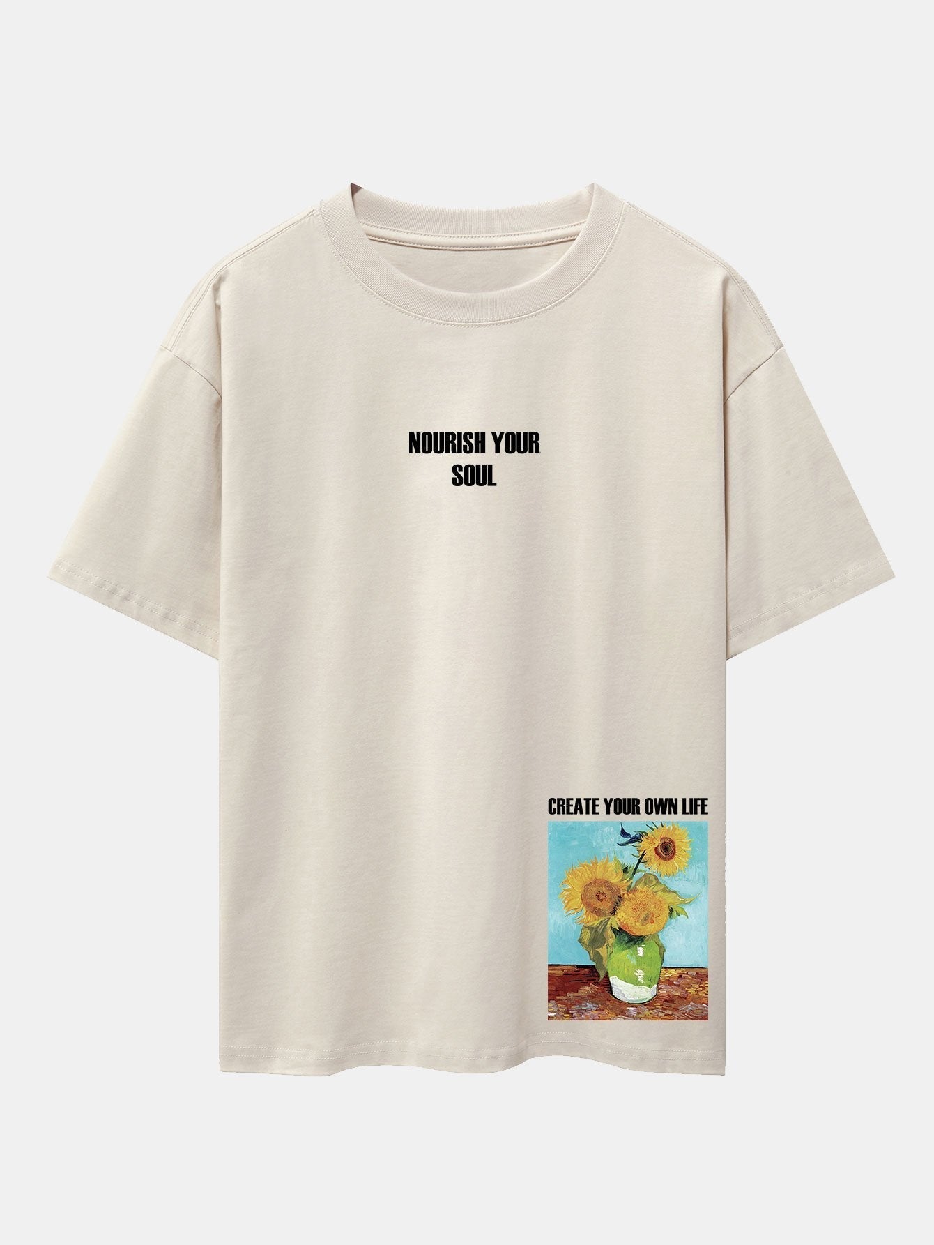 Sunflower Slogan Print Drop Shoulder Oversize T-Shirt