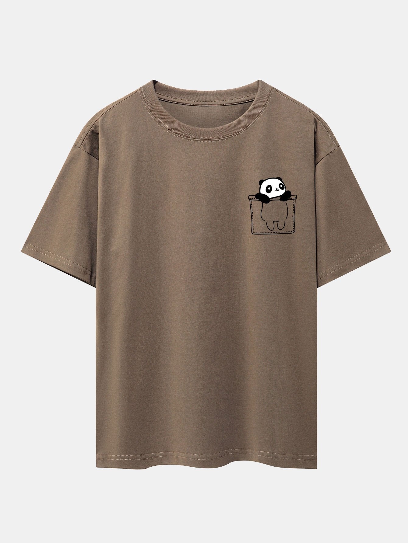 Pocket Panda Print Drop Shoulder Oversize T-Shirt