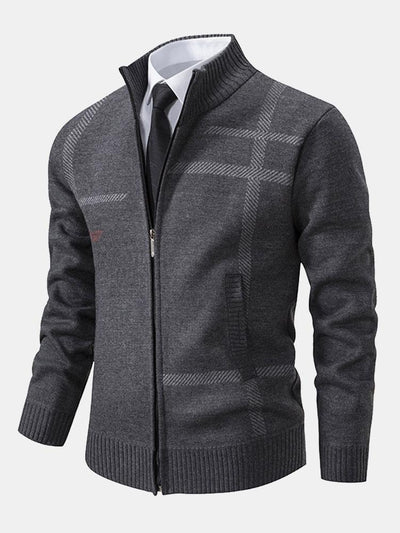 Striped Pattern Zip Sweater