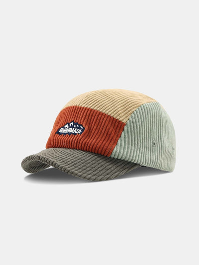 Slogan Pattern Color Block Corduroy Baseball Cap