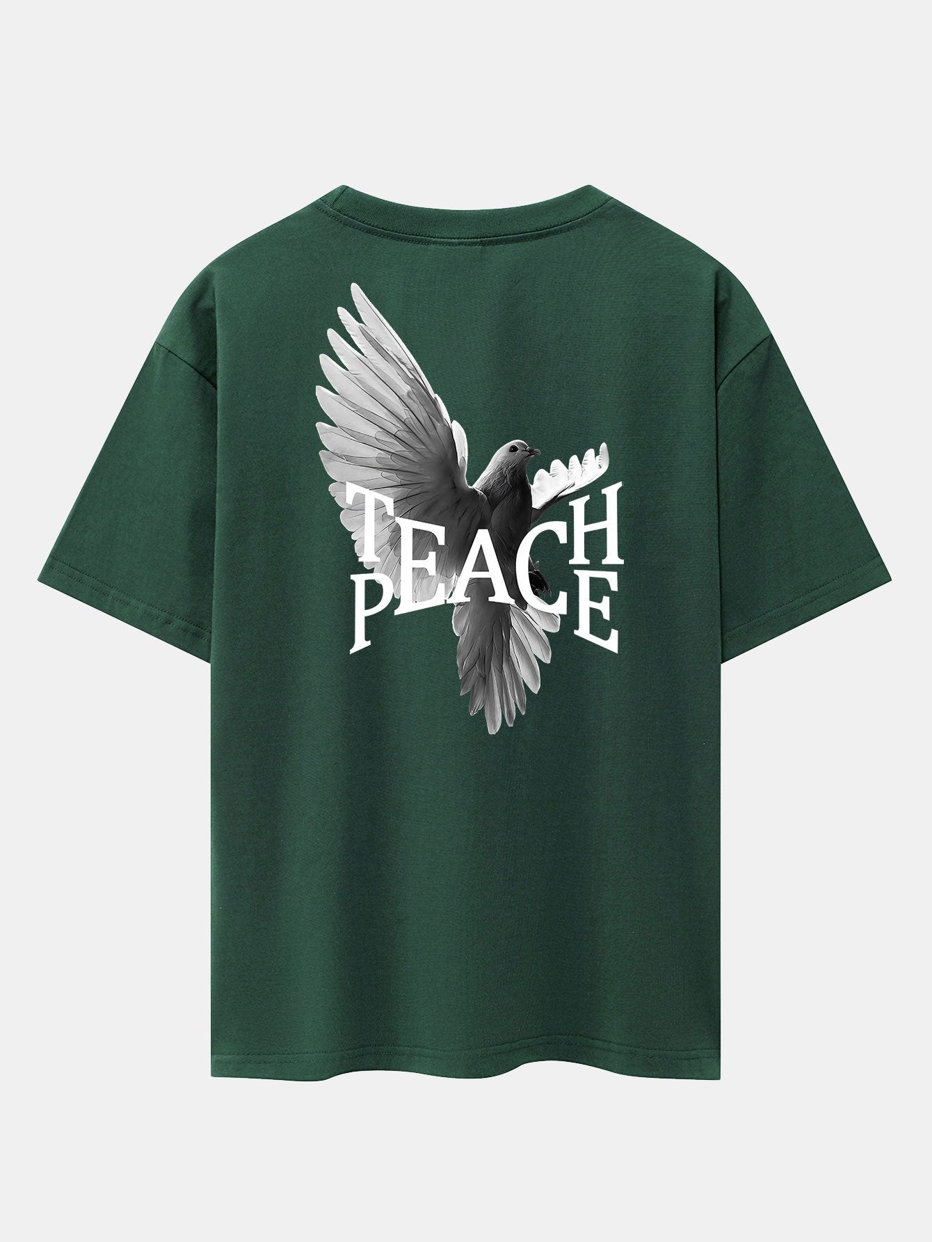 Pigeon Slogan Back Print Drop Shoulder Oversize T-Shirt
