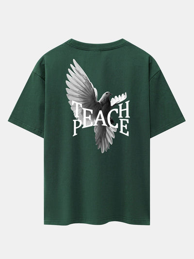 Pigeon Slogan Back Print Drop Shoulder Oversize T-Shirt