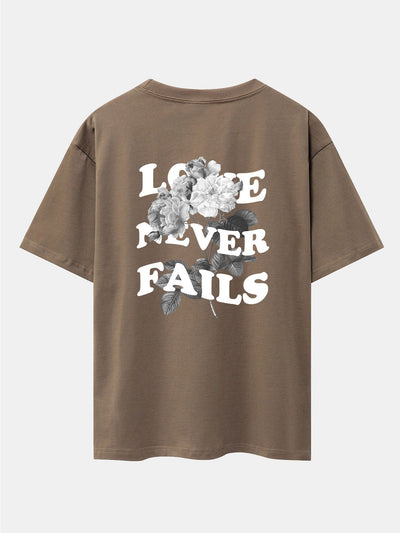 Rose Slogan Back Print Drop Shoulder Oversize T-Shirt