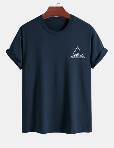 Regular Fit Mountain Print Cotton T-Shirt