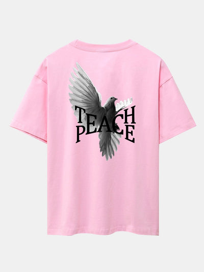 Pigeon Slogan Back Print Drop Shoulder Oversize T-Shirt