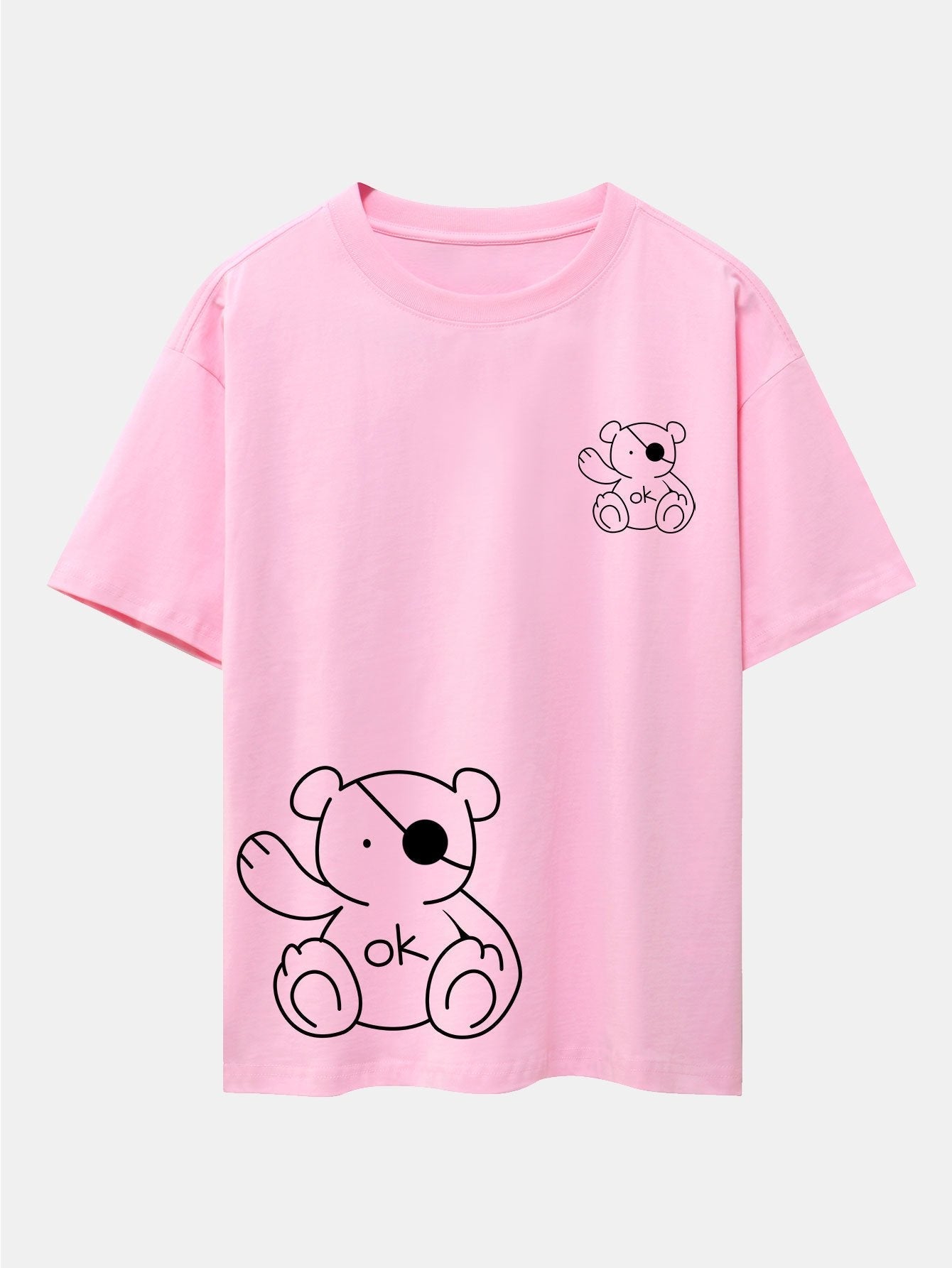 Bear Print Drop Shoulder Oversize T-Shirt