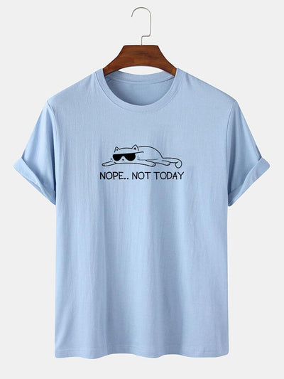 Nope Not Today Cat Print T-Shirt