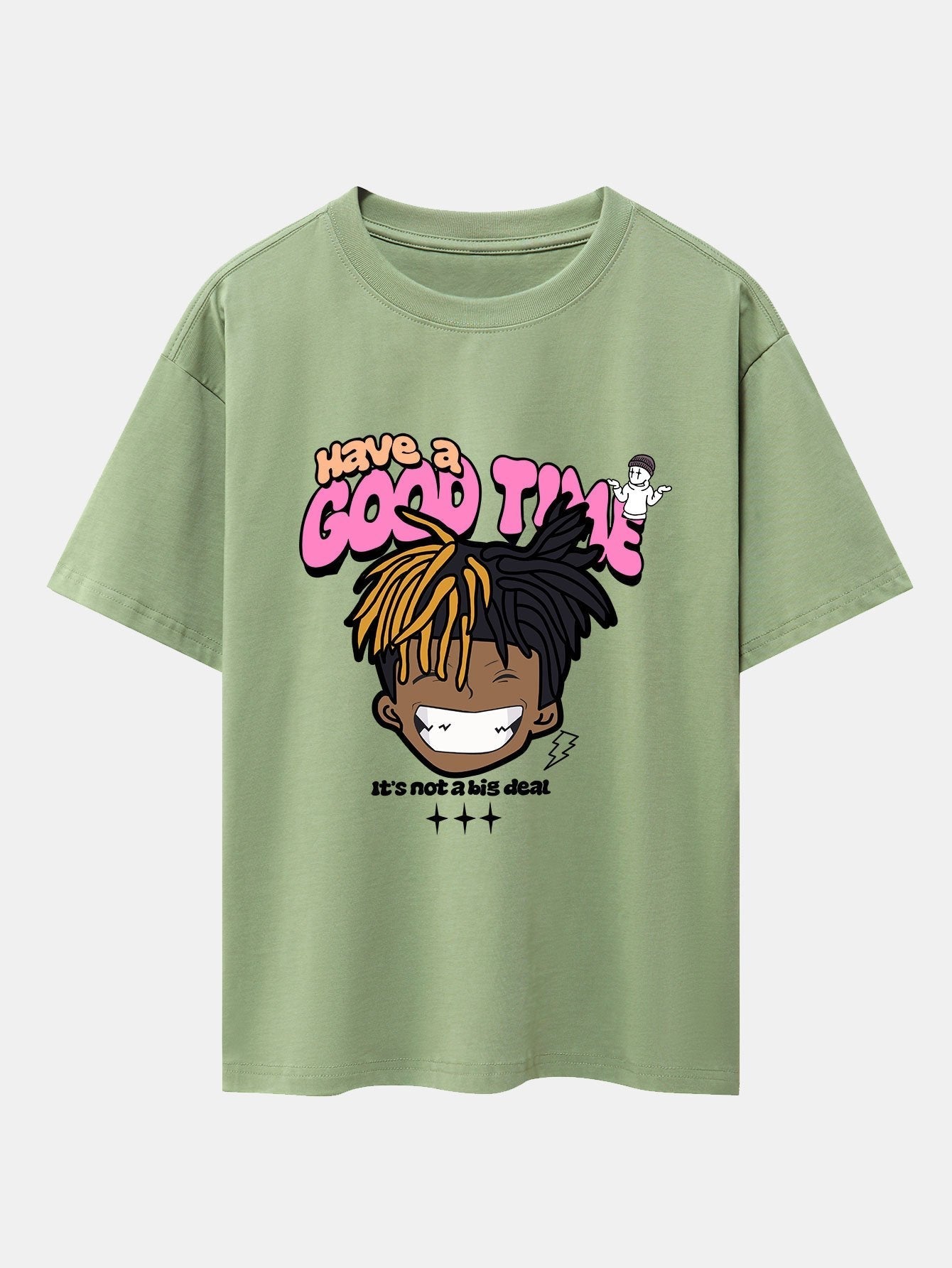 Cartoon Character Slogan Print Drop Shoulder Oversize T-Shirt