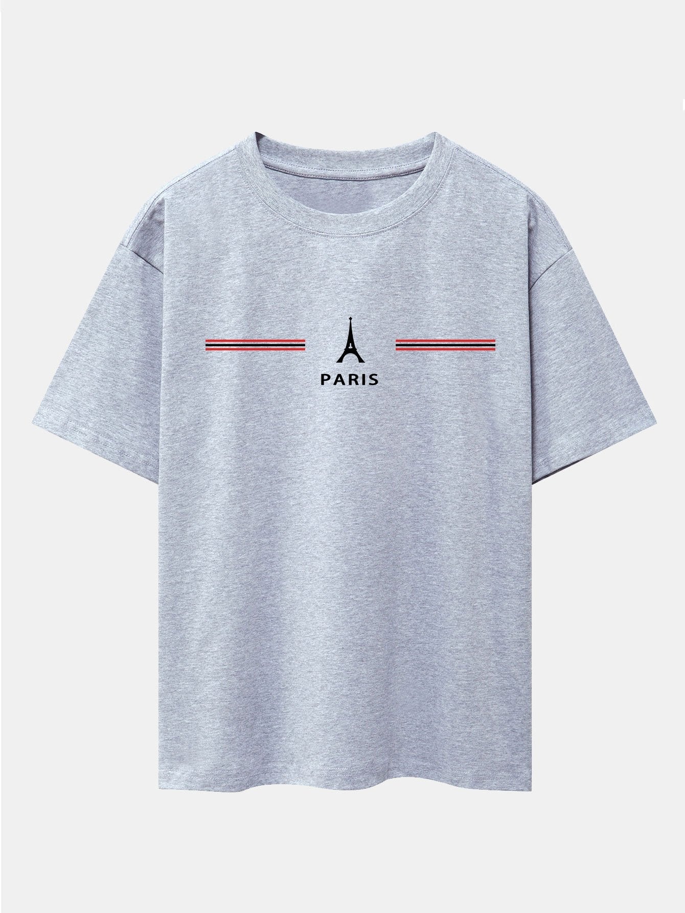 Paris Stripes Print Drop Shoulder Oversize T-Shirt