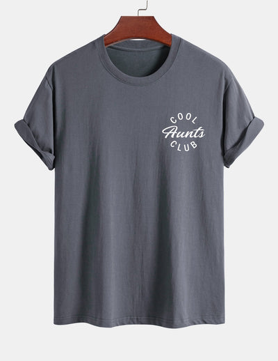 Regular Fit Cool Aunts Club Print Cotton T-Shirt