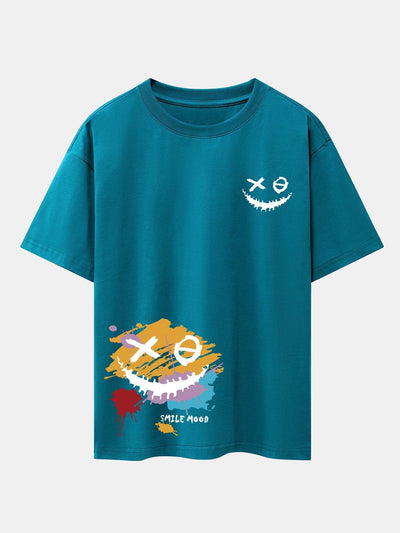 Graffiti Smiley Face Print Drop Shoulder Oversize T-Shirt