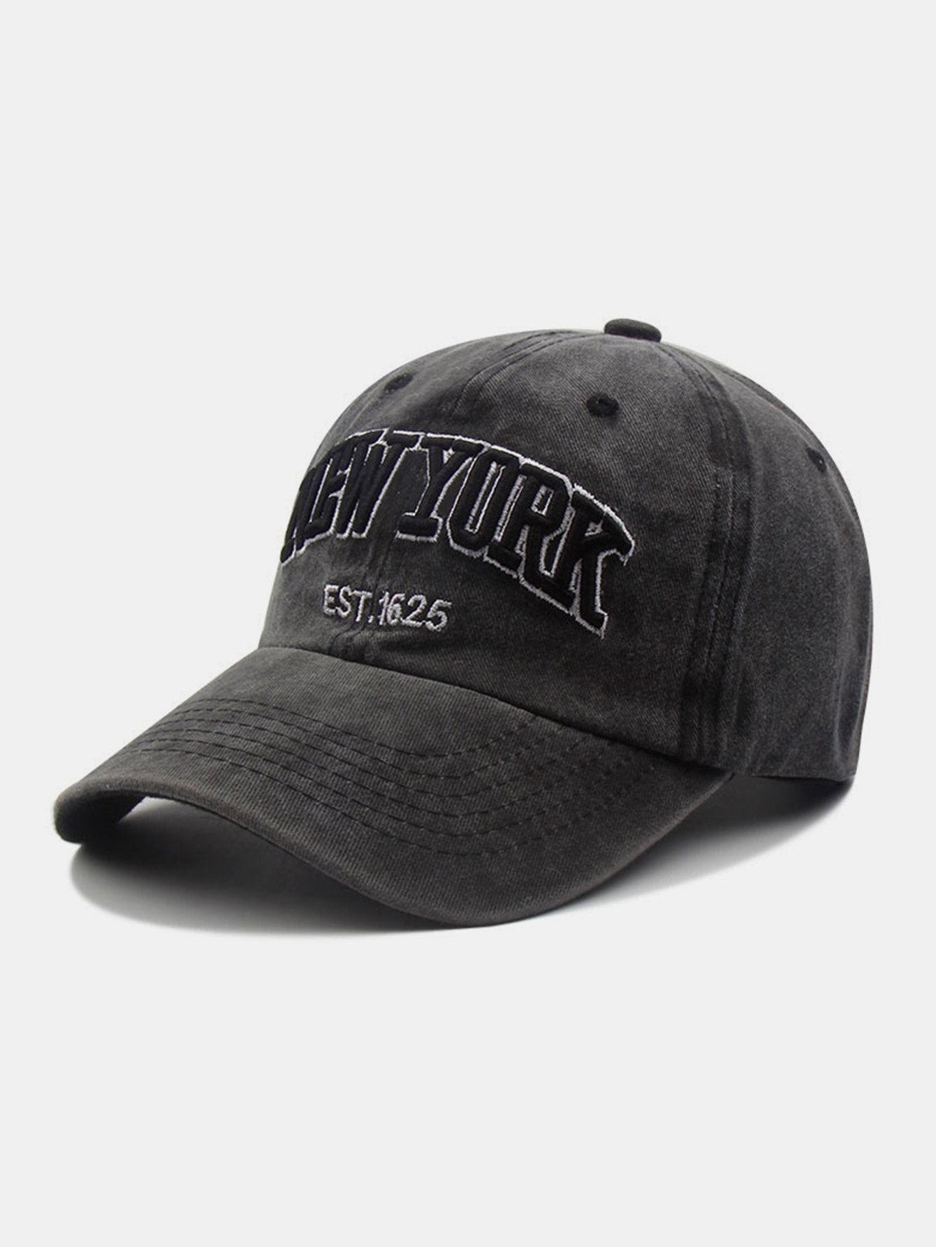 New York Embroidery Washed Distressed Cotton Baseball Cap