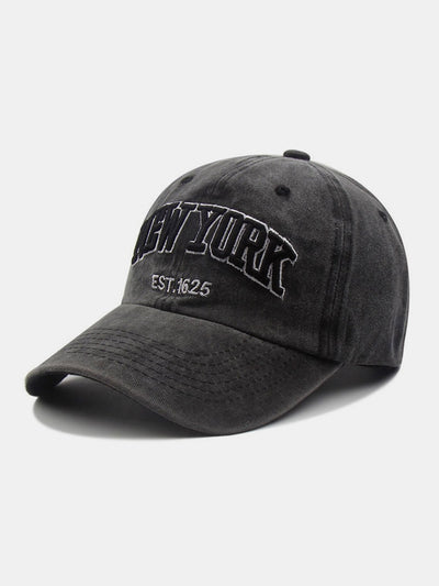 New York Embroidery Washed Distressed Cotton Baseball Cap