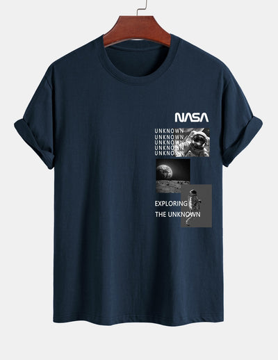 Regular Fit NASA Moon Landing Print Cotton T-Shirt
