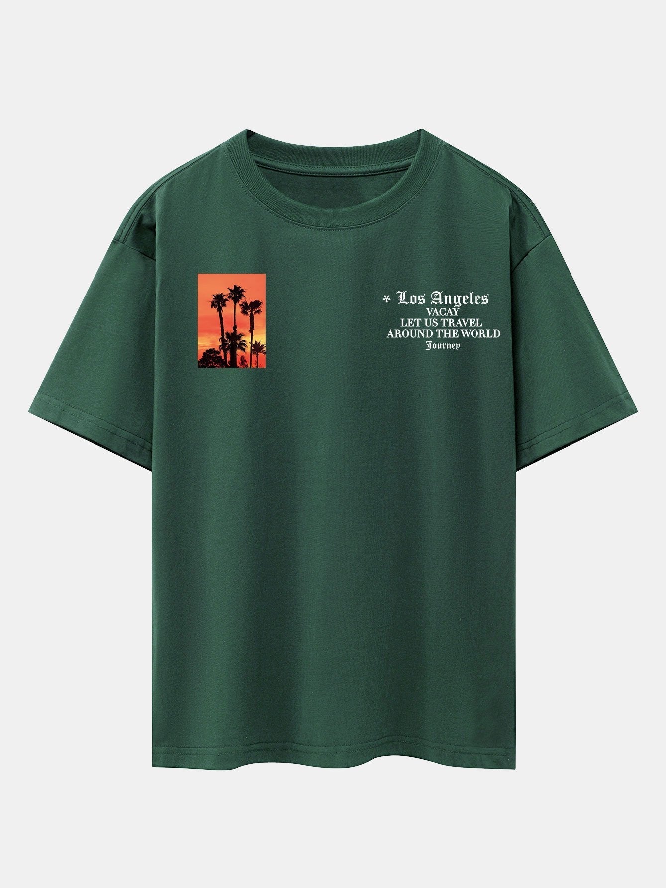 Palm Tree Slogan Print Drop Shoulder Oversize T-Shirt