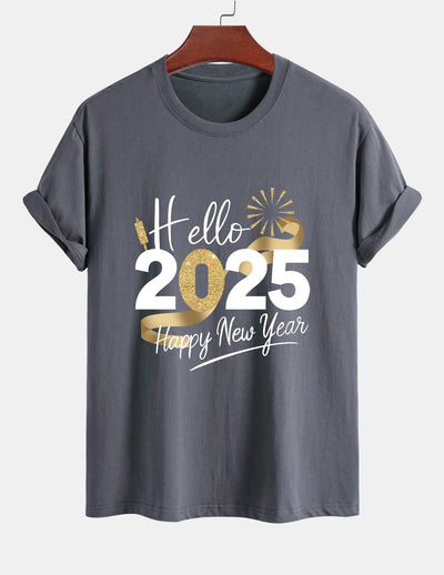 Regular Fit New Year 2025 Print Cotton T-Shirt