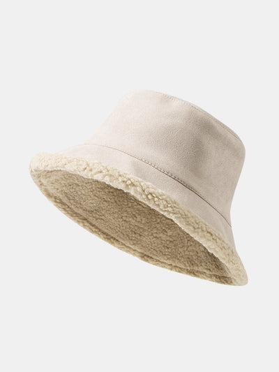 Double Side Reversible Faux Suede Plush Bucket Hat
