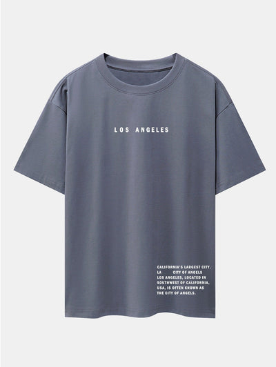 Los Angeles Slogan Print Drop Shoulder Oversize T-Shirt