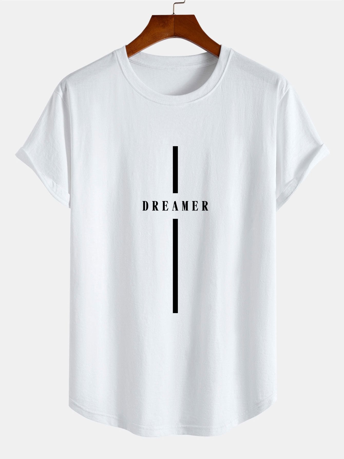Stripe Dreamer Print Cotton Arc Hem T-Shirt