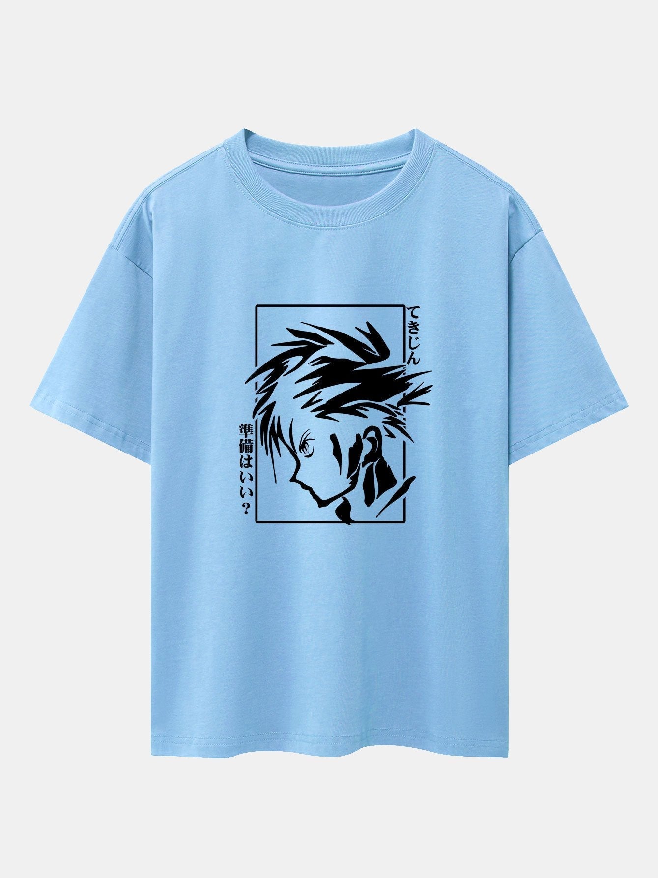 Japanese Comic Male Print Drop Shoulder Oversize T-Shirt