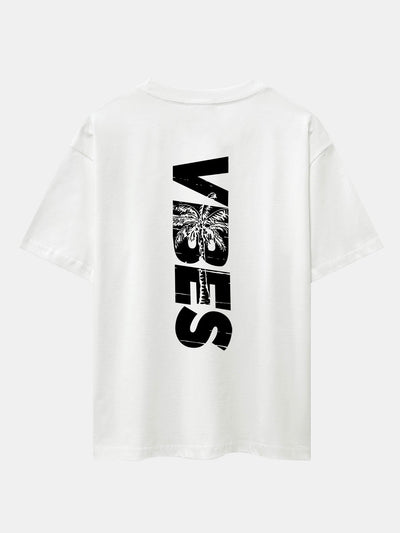 Palm Tree Vibes Slogan Back Print Drop Shoulder Oversize T-Shirt