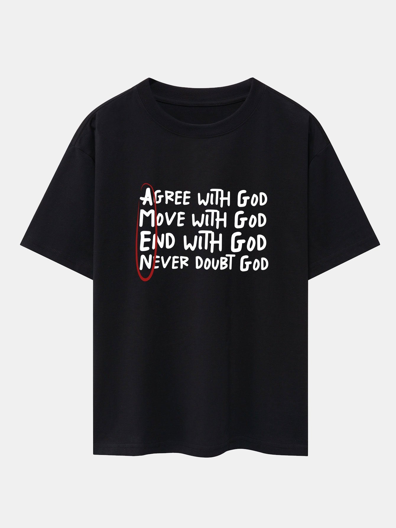 Circled Slogan Print Drop Shoulder Oversize T-Shirt