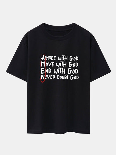 Circled Slogan Print Drop Shoulder Oversize T-Shirt