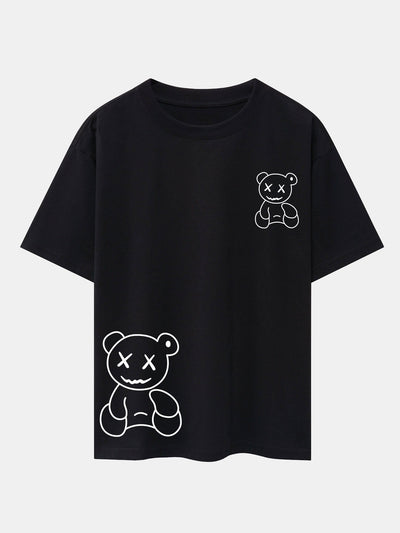 Bear line Print Drop Shoulder Oversize T-Shirt