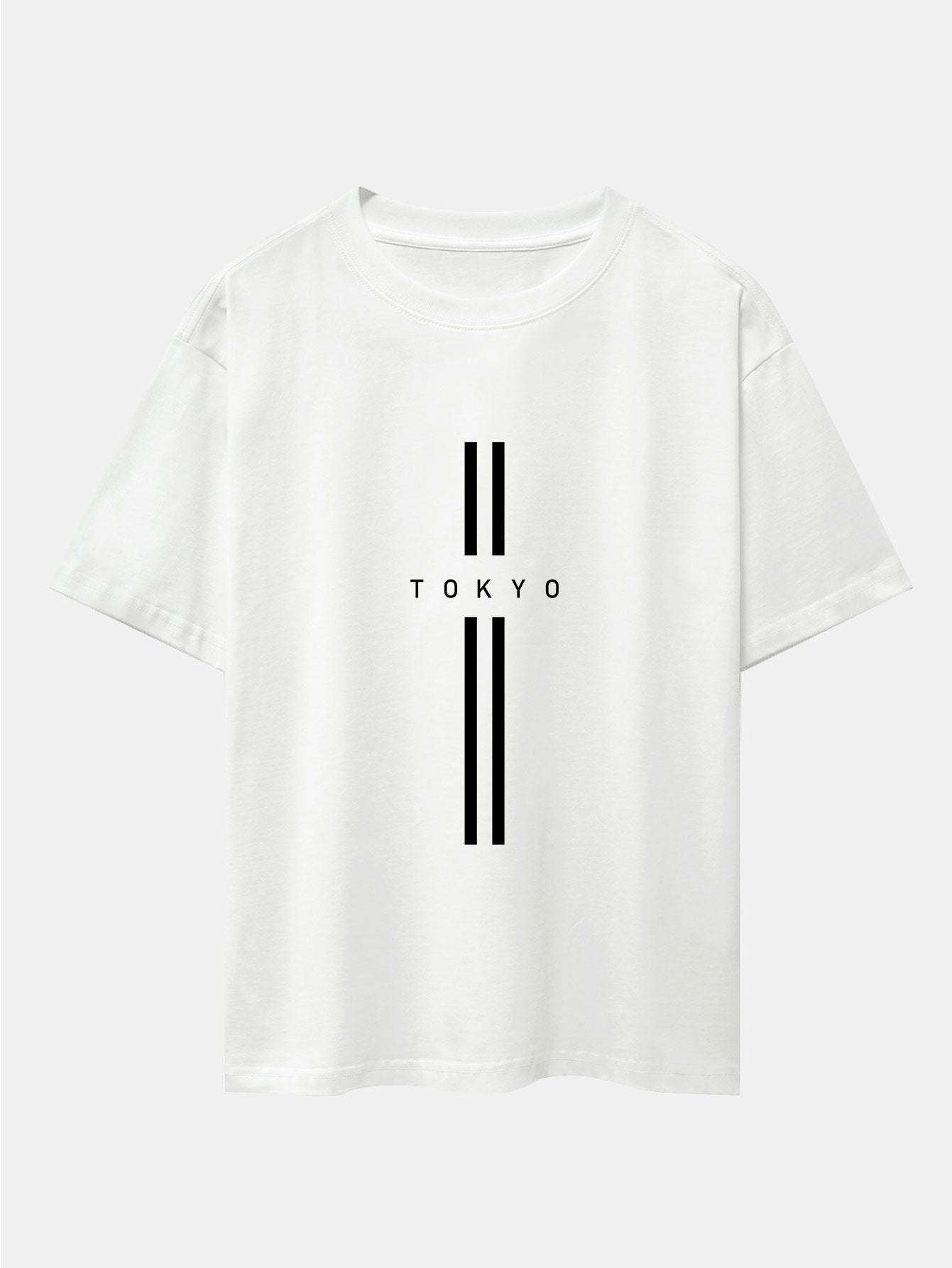 Stripe Tokyo Print Drop Shoulder Oversize T-Shirt
