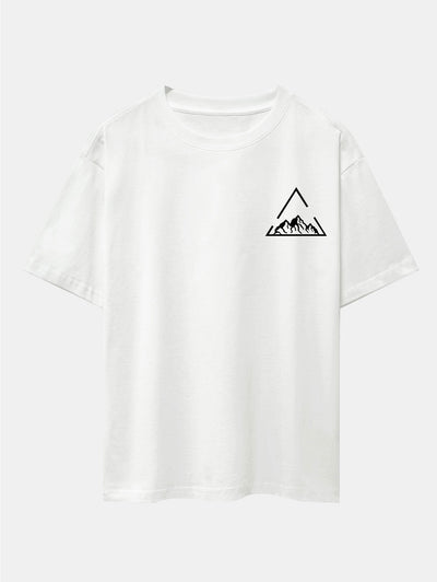 Triangle Mountain Print Drop Shoulder Oversize T-Shirt