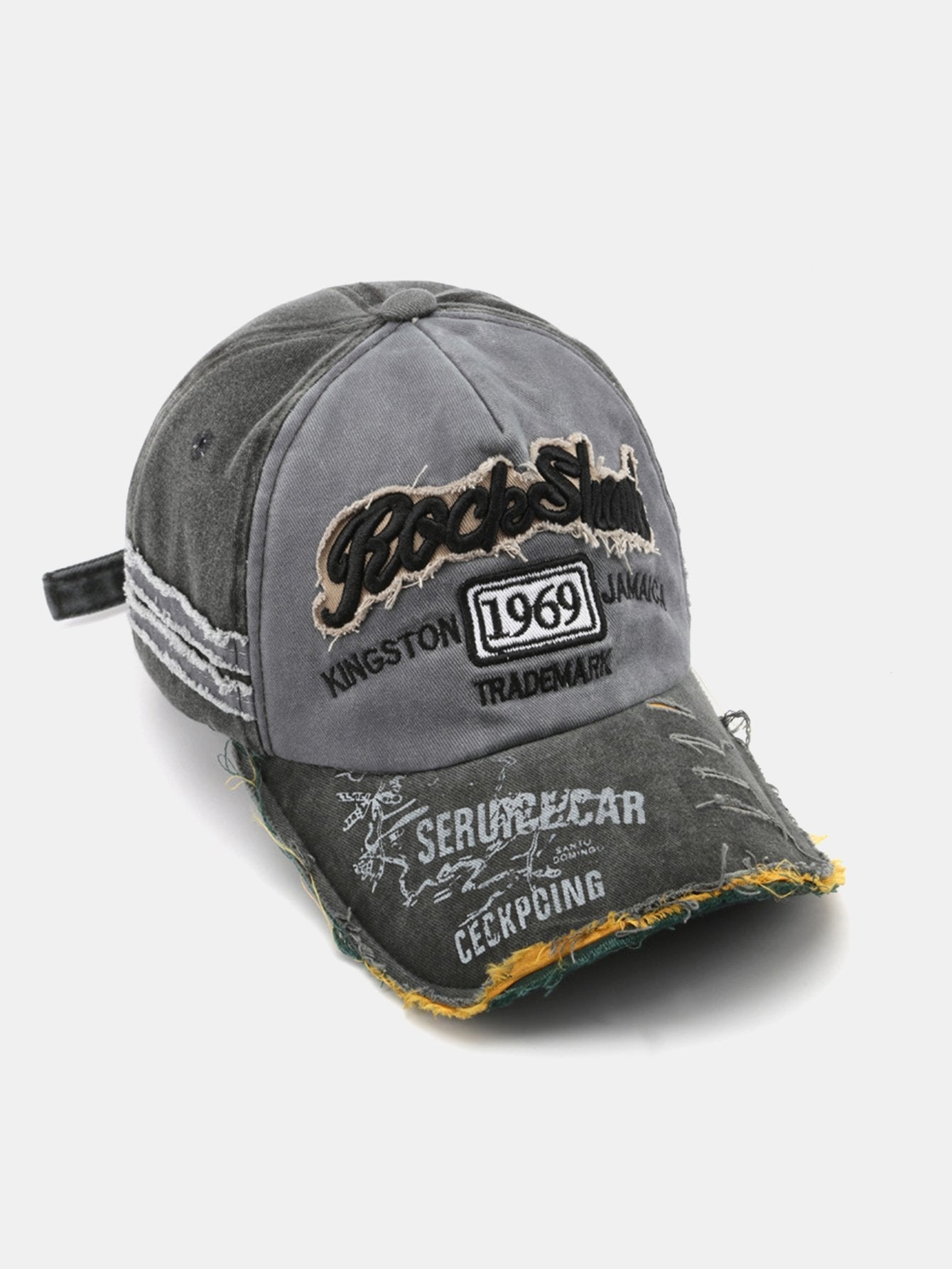 1969 Retro Washed Distressed Letter Embroidered Hole Baseball Cap