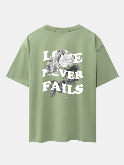 Rose Slogan Back Print Drop Shoulder Oversize T-Shirt
