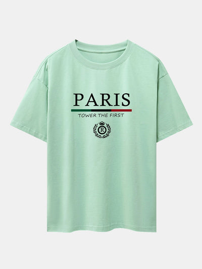 Paris Slogan Print Drop Shoulder Oversize T-Shirt
