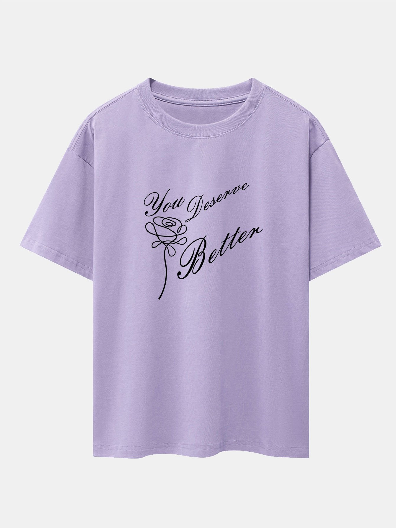 Rose Slogan Print Drop Shoulder Oversize T-Shirt