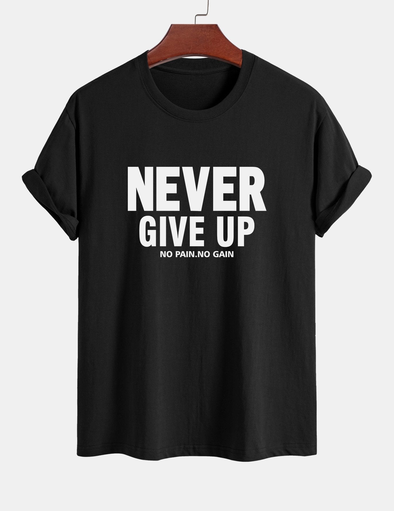 Regular Fit Never Give Up Print Cotton T-Shirt