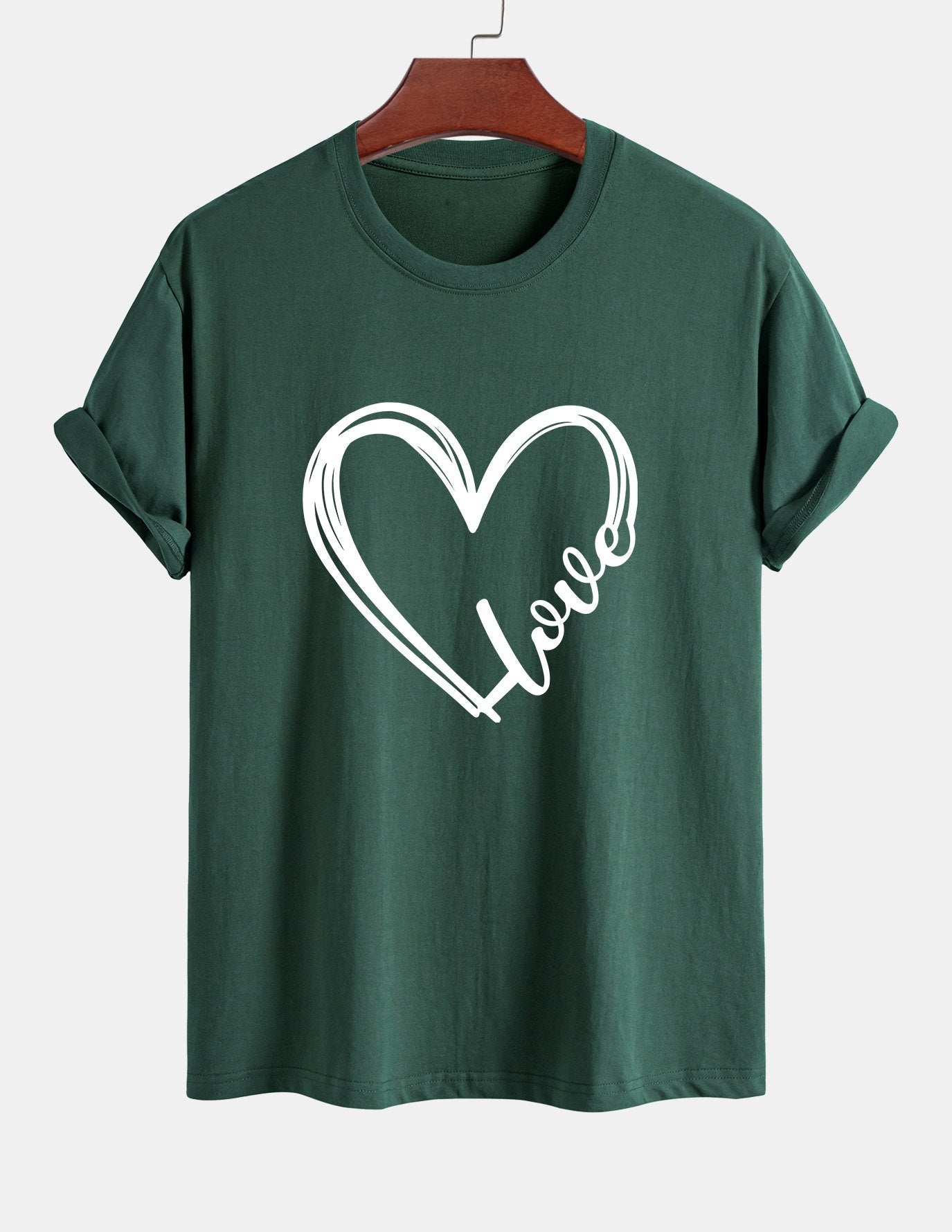 Regular Fit Heart Print Cotton T-Shirt