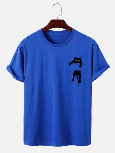 Pocket Cat Print T-Shirt