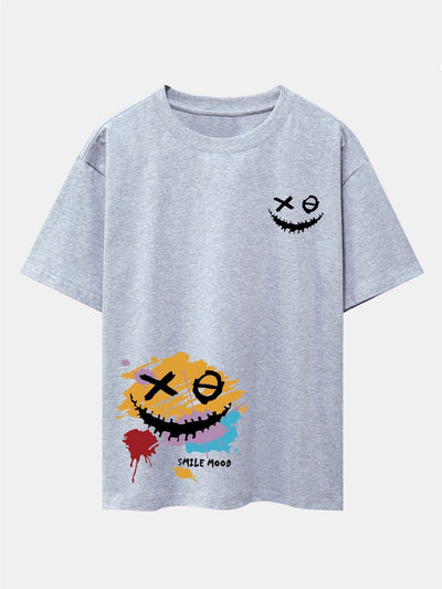 Graffiti Smiley Face Print Drop Shoulder Oversize T-Shirt