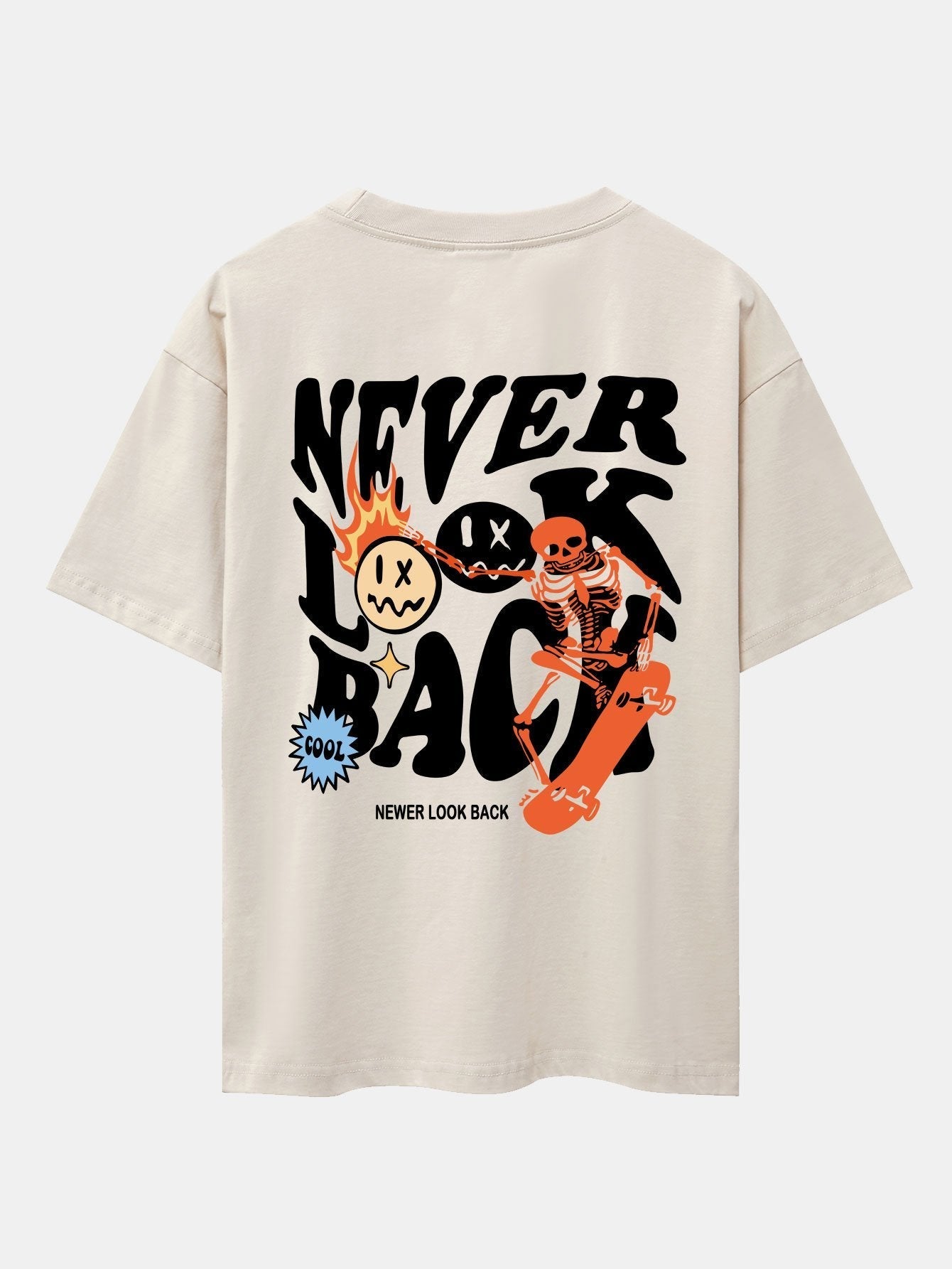 Skeleton Slogan Back Print Drop Shoulder Oversize T-Shirt