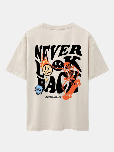 Skeleton Slogan Back Print Drop Shoulder Oversize T-Shirt