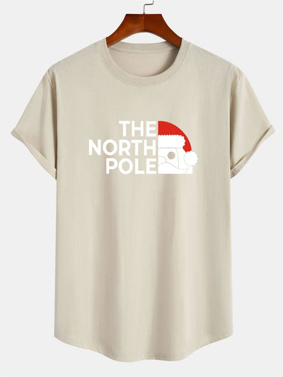 Santa Claus Slogan Print Cotton Arc Hem T-Shirt