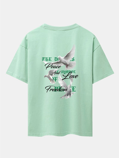 Dove Slogan Back Print Drop Shoulder Oversize T-Shirt