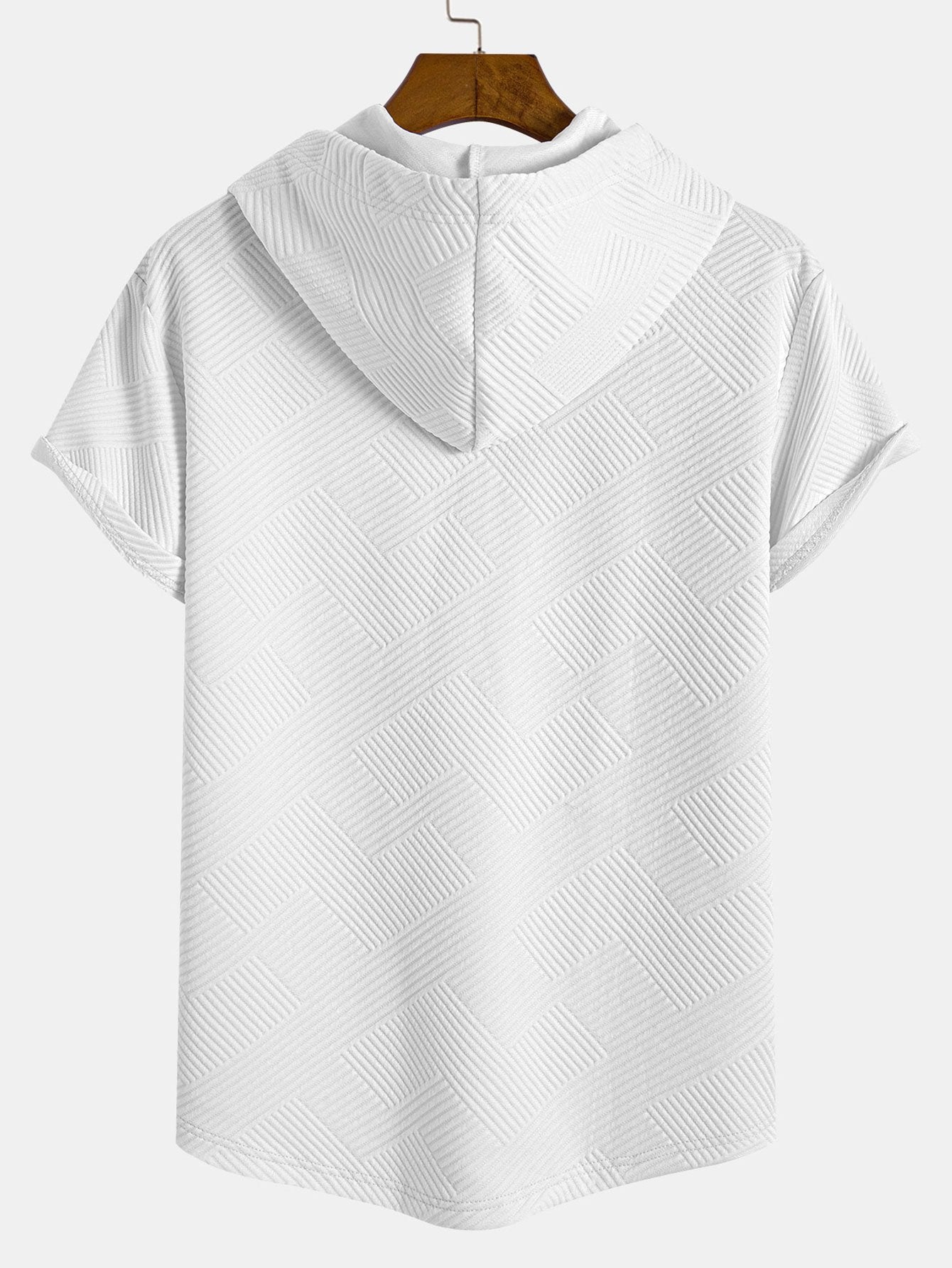 Striped Jacquard Hooded Arc Hem T-Shirt